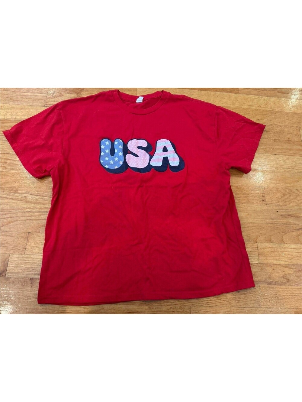 New Unisex Adult USA T-Shirt Red Size L Regular Fit Crew Neck CLOTHING00013